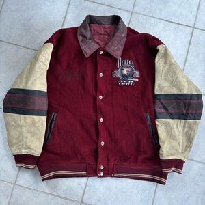 VTG Avirex Wildcats Varsity Jacket Coat Leather Wool Reversible XL Y2K Stitched